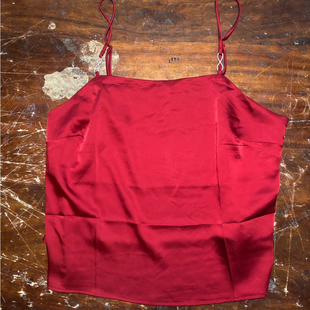 Rhinestone Red Tank Top Cami Labeled
